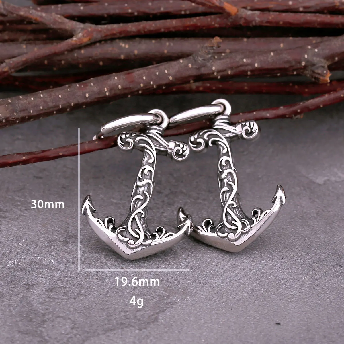 Stainless Steel Vintage Viking Anchor Drop Earrings Hip-hop Punk Rock Biker Boys Fashion Charm Earrings Jewelry Gift Accessories