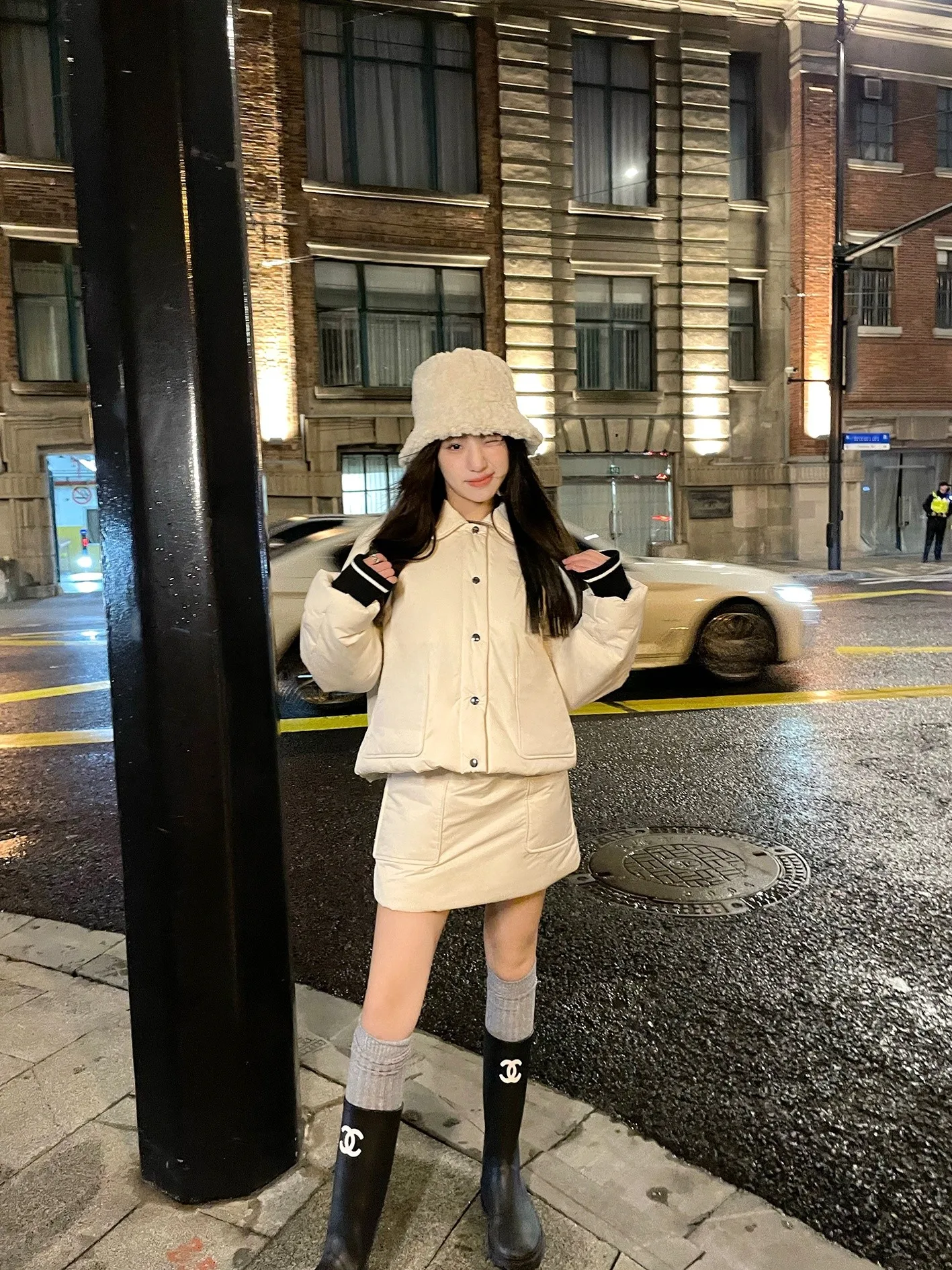 

Maste Soft Plu Winter Cotton Jaet And Skirt Set Lightweight Warm Women's Faionable f Skirt Ensemble for Cold Weather