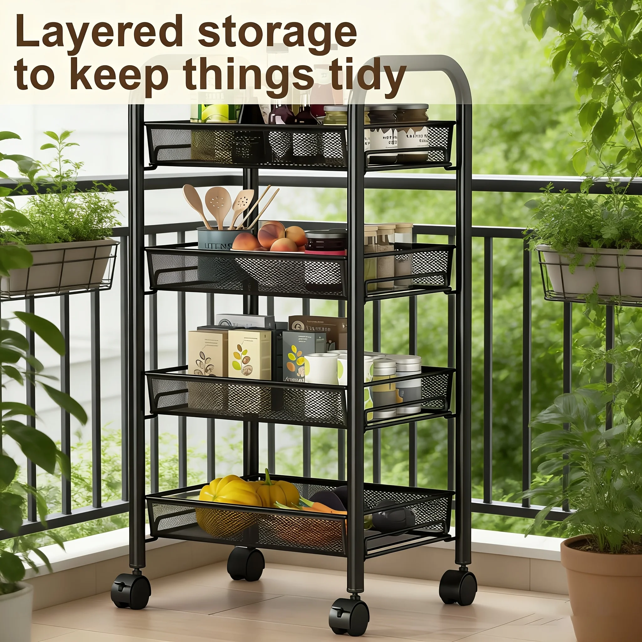 Picture 7: Multifunctional Multi-tier Rolling Storage Trolley – A Compact,space-saving Storage Unit in The Bathroom,kitchen and Living Room