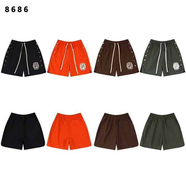 

Мужские повседневные свободные шорты с вышивкой, уличный стиль, с заклепками, летние, хлопковые, прямого кроя, с геометрическим узором