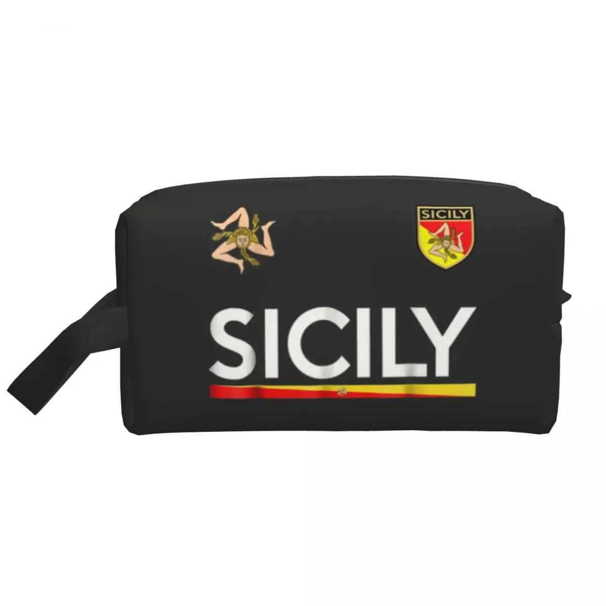 Custom Sicilia Soccer Sicily Italy Football Jersey Makeup Bag Travel Cosmetic Organizer Kawaii Italian Storage Toiletry Bags