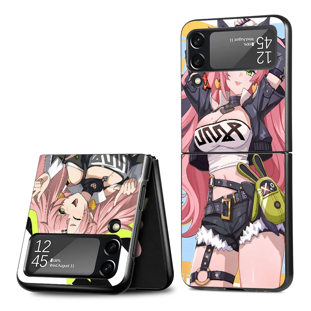 Nicole Demara Zenless Zone Zero Case for Samsung Galaxy Z Flip 4 3 5G Hard Black Phone Cover Zflip4 Zflip3 PC Cases Flip4 Flip3