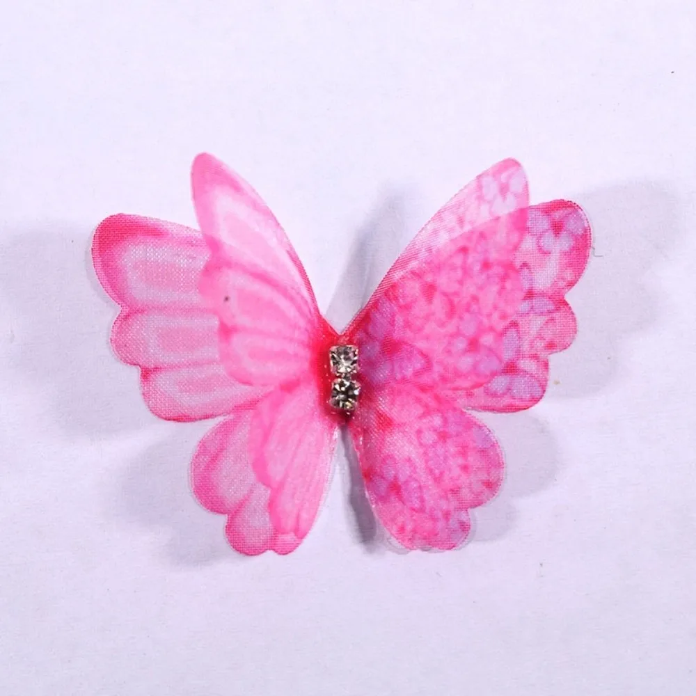 

4.5cm 50Pcs Colorful Organza Fabric Butterfly Appliques Chiffon Butterfly Bridal Hair Accessories DIY Butterfly Patch