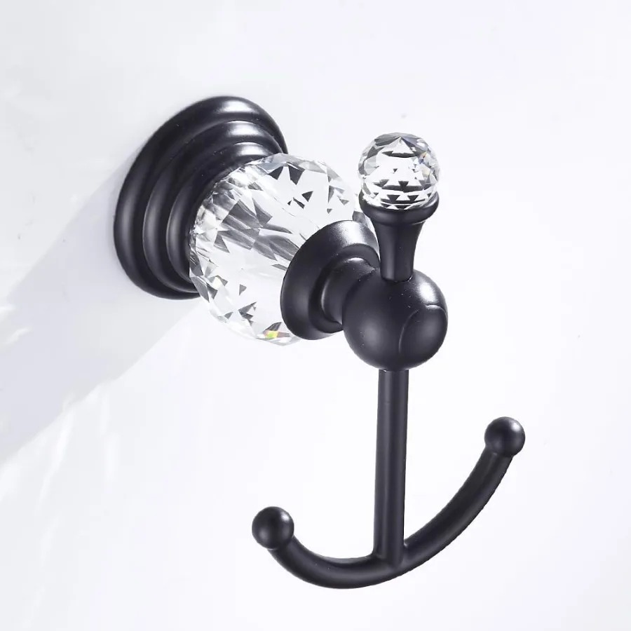 

Crystal Black Towel Hook Bathroom Robe Hook Coat Rack Hanger Heavy Sturdy Double Towel Hooks Bath Farmhouse Clothes Hook Wall M