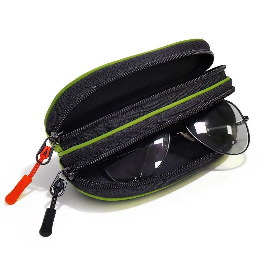 Portable Double-layer Glasses Organizer Large Capacity Cloth Eyewear Storage Bag Anti-lost with Key Ring
