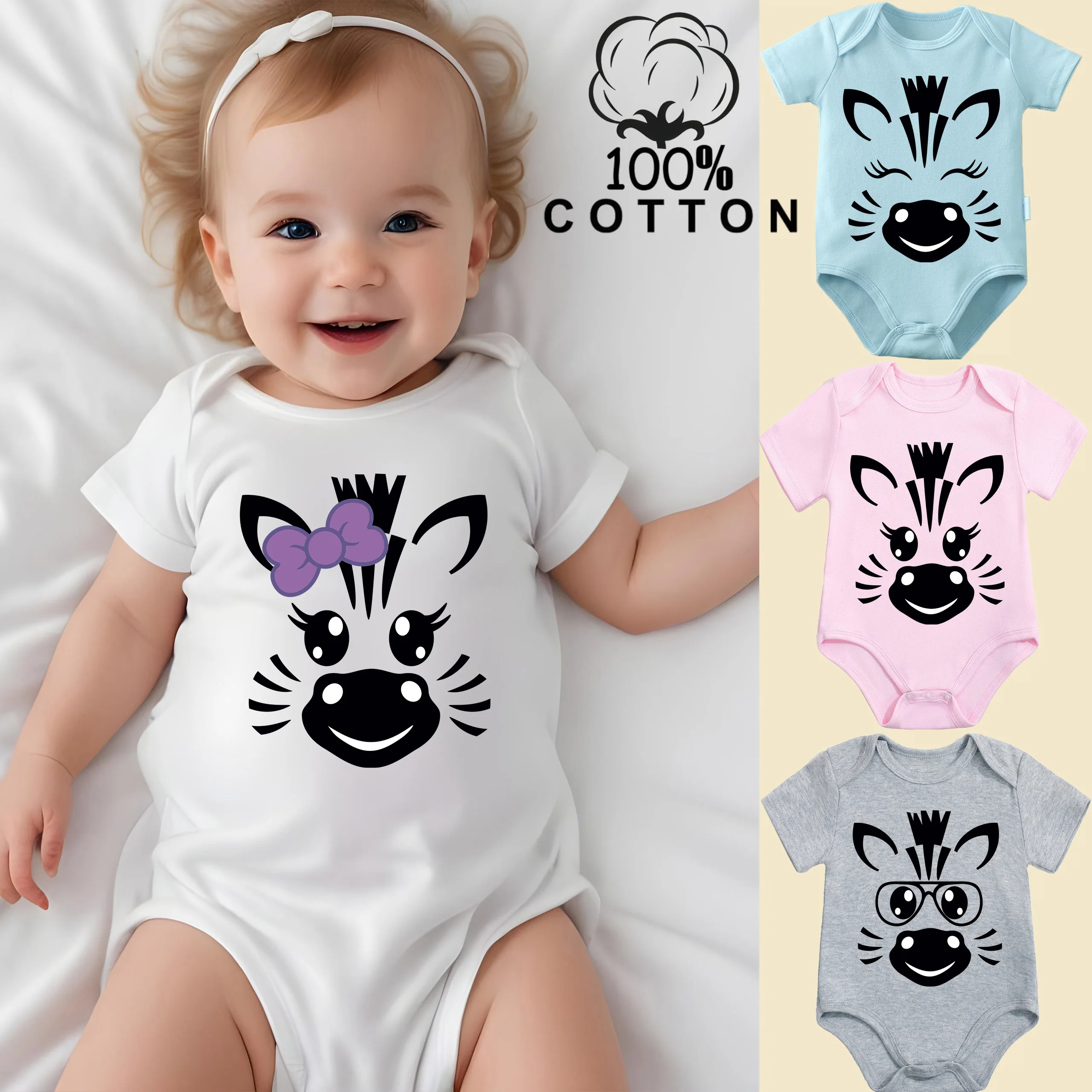 

Комбинезон из чистого хлопка с забавным принтом зебры, удобная одежда для малышей, комбинезон для новорожденных от 0 до 12 месяцев