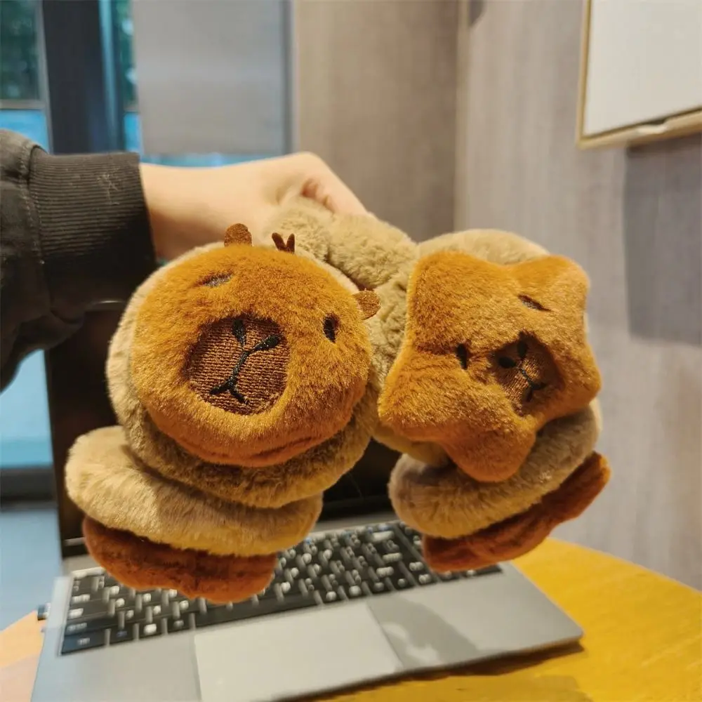 Cache-oreilles chauds en peluche Capybara, oreillettes de dessin animé mignonnes, bonnet d'oreille doux et coupe-vent