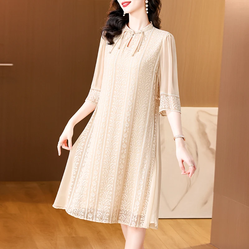 New Fashion Summer Dress For Women Sundress 2024 Casual Short Sleeve Dress Female O-Neck Dresses vintage womens clothing