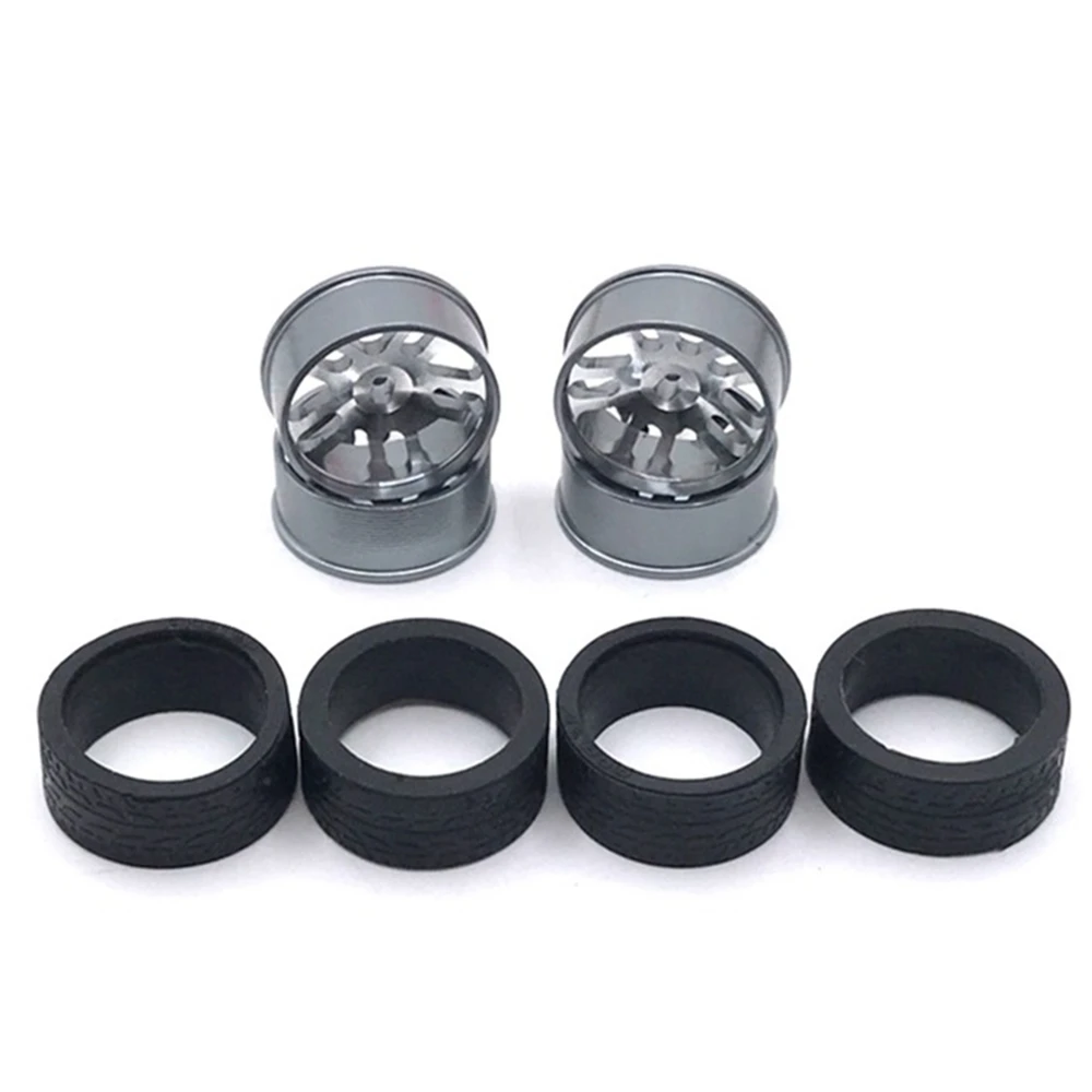 YSUN-Metal Wheel Rim Rubber Tire Set For Wltoys 284131 K969 K989 P929 Mini-Z Mini-Q Mini-D IW04M 1/28 RC Car Upgrade Parts