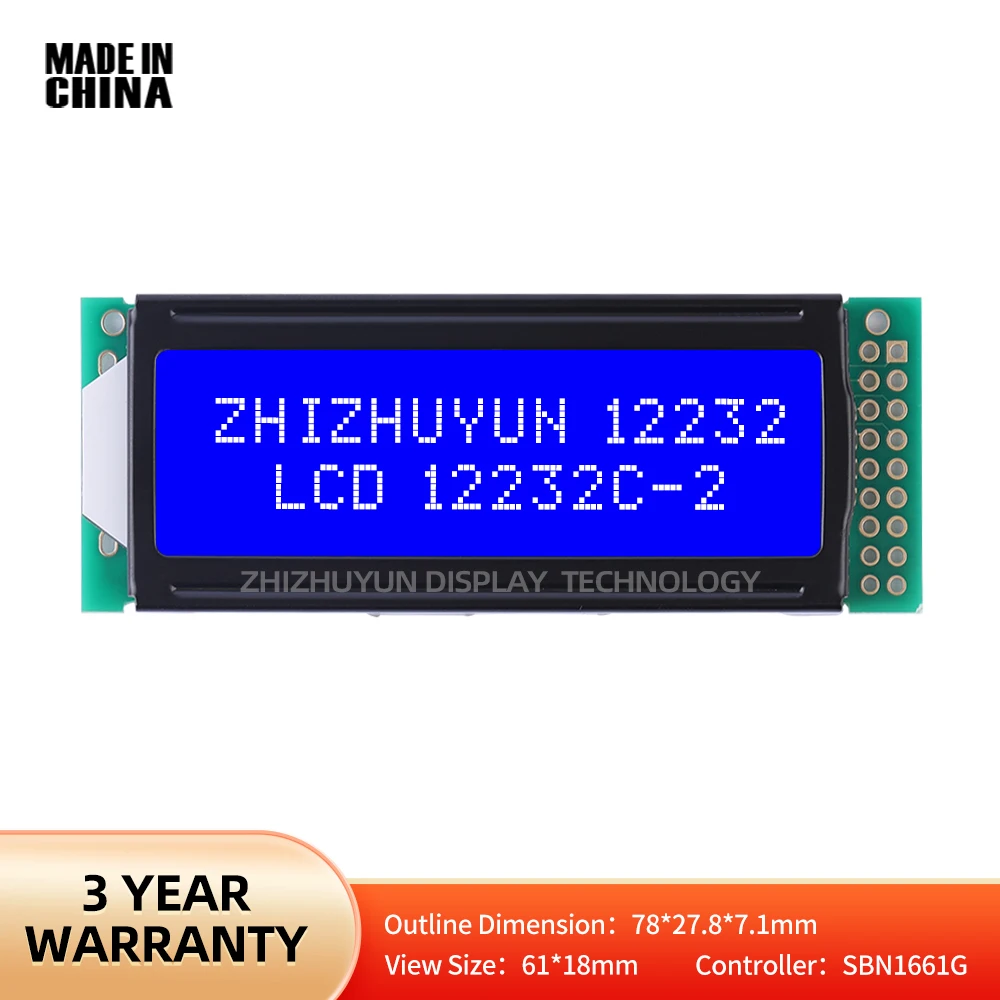 Pantalla de caracteres monocromática, calidad de exportación, 12232C-2 COB, pantalla azul, pantalla LCD, controlador de módulo puntual, SBN1661G