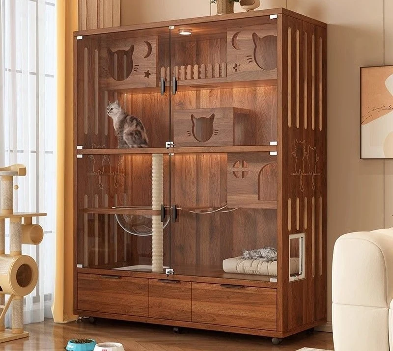 

Новая клетка для кошек, бытовая, в помещении, свободное пространство, кошачий домик, кошачье гнездо, туалет, встроенный шкаф, вилла