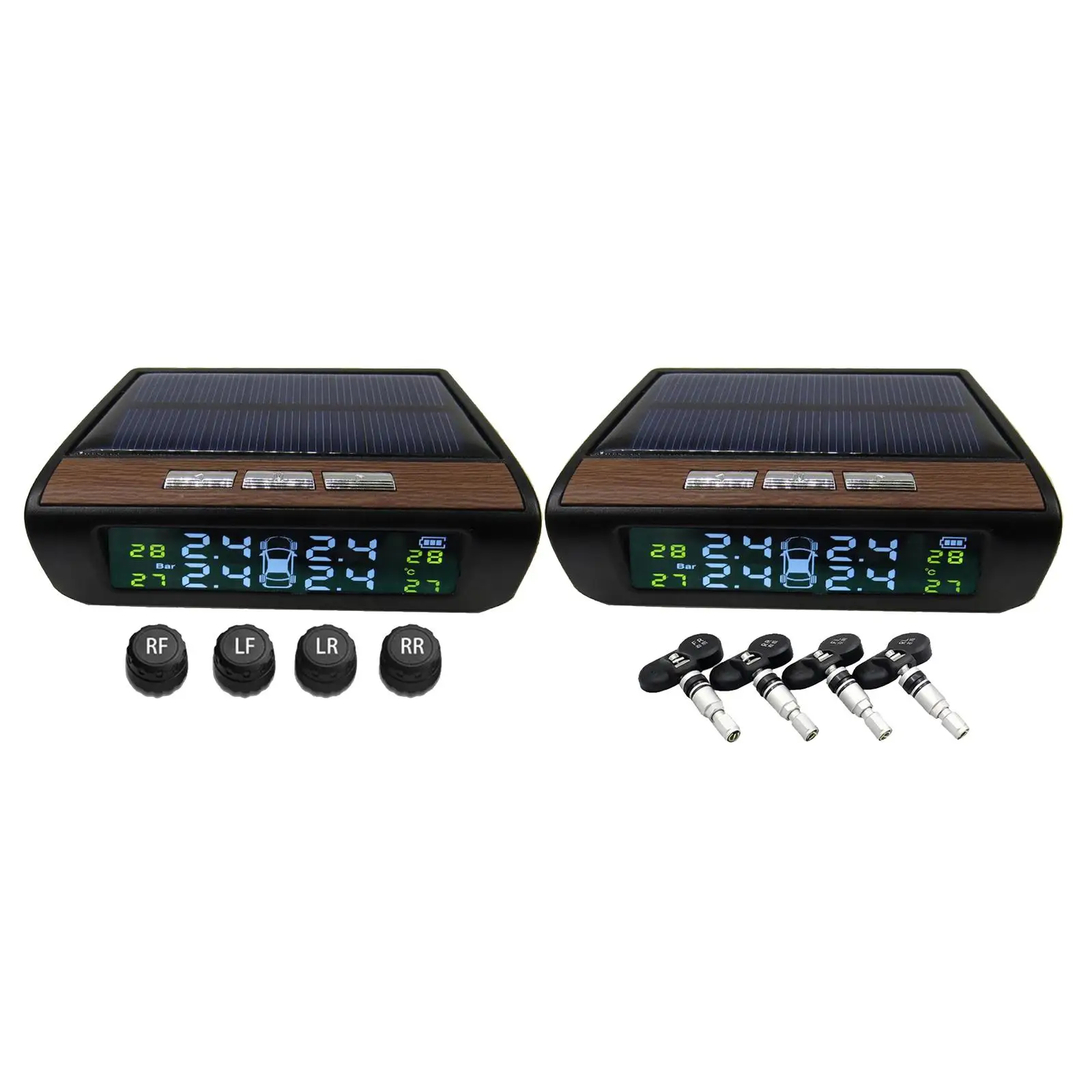 4 Solar Sensors TPMS Digital Auto Car Tyre Pressure Monitoring System Alarm