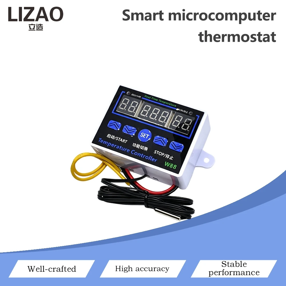 XH-W1411 W88 LED Digital Temperature Controller DC12V AC220V 10A Microcomputer Thermostat