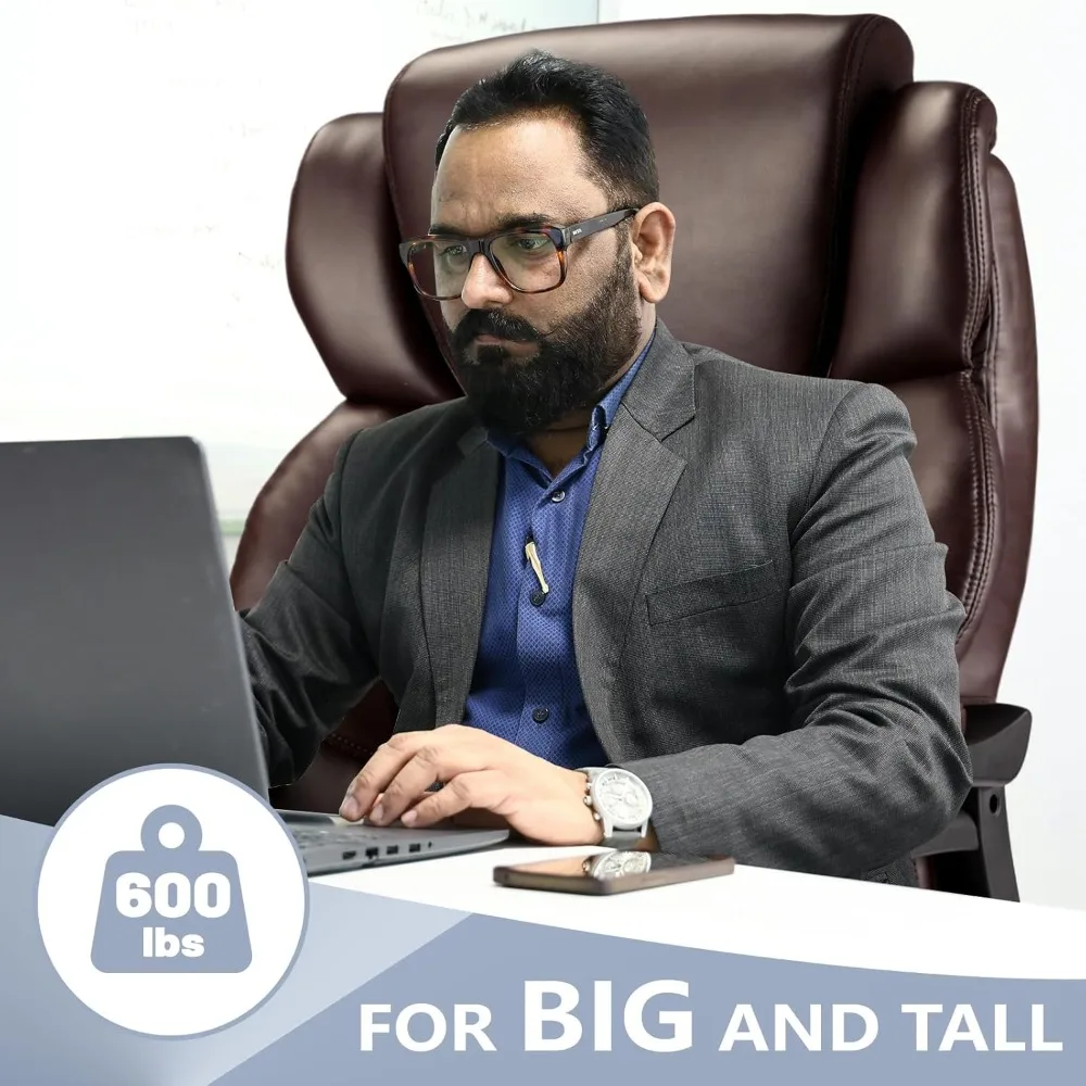 

800lbs Big and Tall Office Chair, with Adjustable Headrest, High Back Extra Wide Seat, Heavy Duty PU Leather,Executive Chair