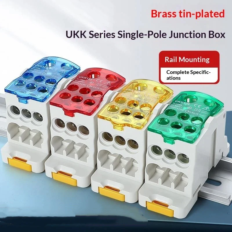 UKK Din Rail Terminal Block Power Distribution Box 80A One In Multiple Out Electrical Wire Junction Box Split