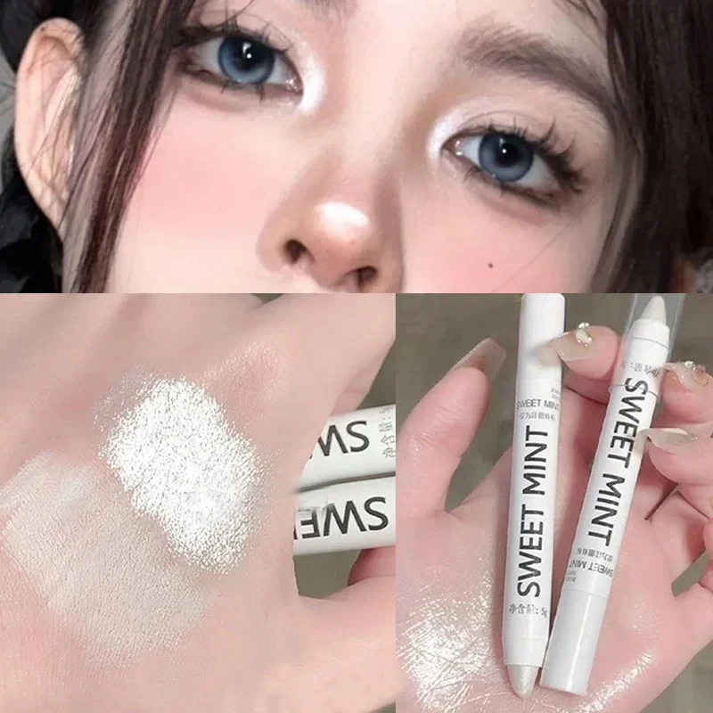 Pearlescent Silver White Eyeshadow Stick Matte Longlasting Shimmer Lying Silkworm Highlighter Pen Eyeliner Glitter Eye Cosmetics