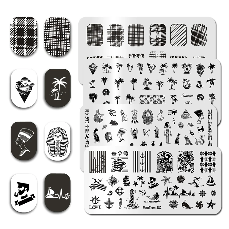 Hot Nail Art Stamp MouTeen Full Products After 187 Mixed Cat Owl Art Nail Stamping Plates Manicure Stencil Set For Nail