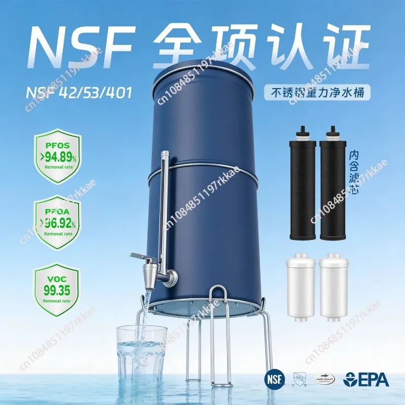 Outdoor Water Storage Filter Barrel Gravity Filtration System Stainless Steel Countertop Filter Barrel
