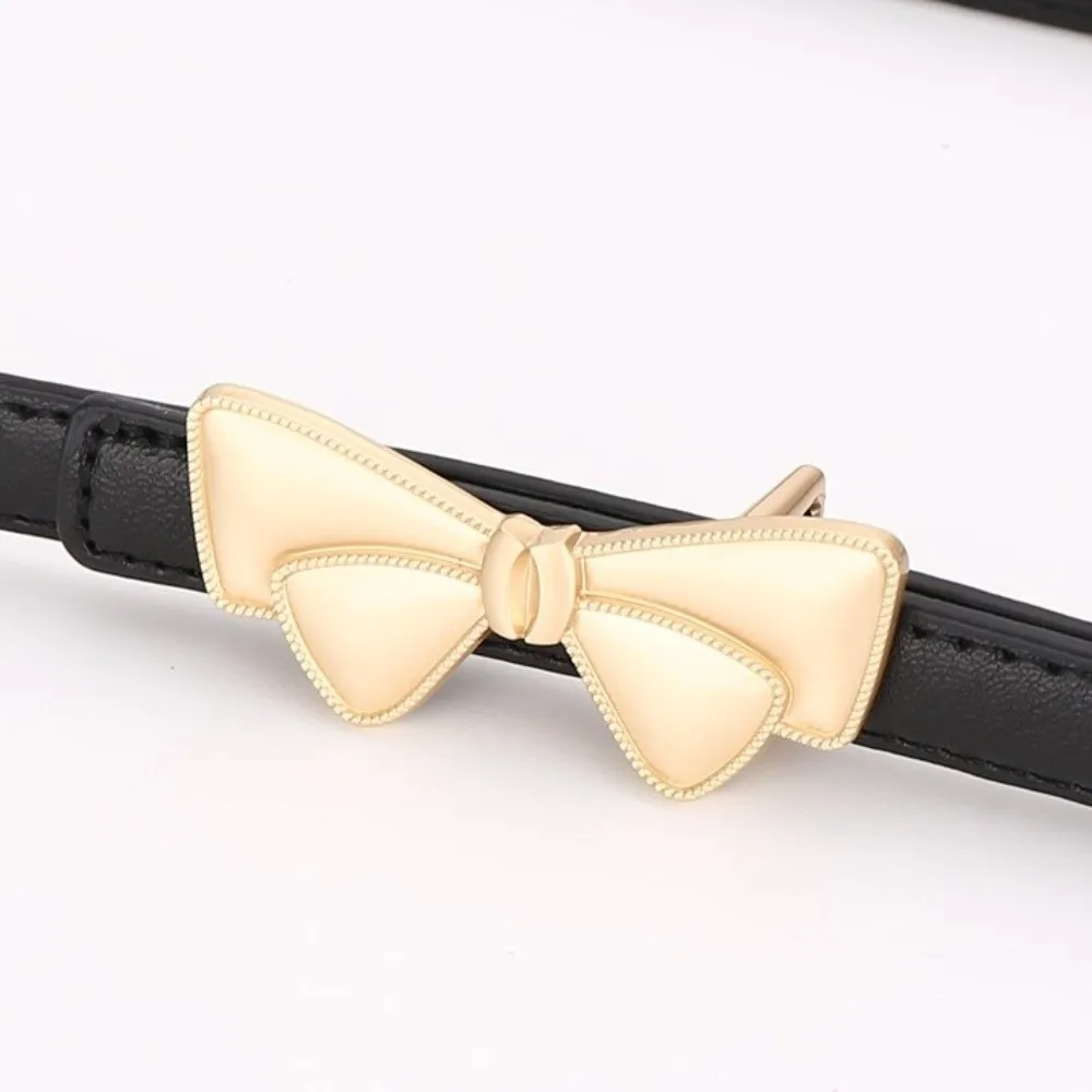 Simple Bow Buckle Women's Belt Leather Adjustable Fit Waist Belt Bow Buckle Belt Daily Outfits