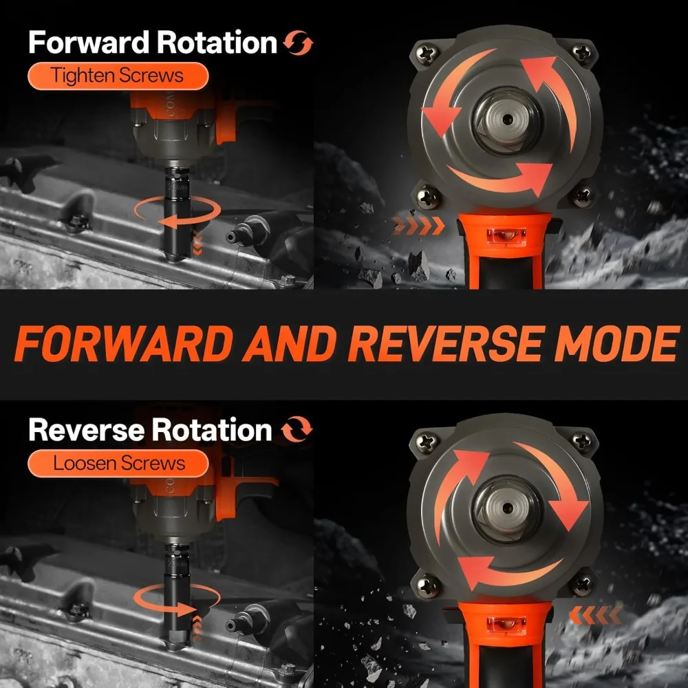 Avvitatore a percussione senza spazzole Coppia 20 V 650 Nm, utensile elettrico cordless da 480 piedi libbre con batteria da 4,0 Ah e caricabatterie rapido, 1/2 compatibile per