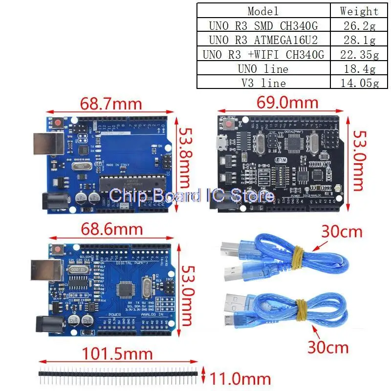 UNO R3 Official Box ATMEGA16U2 / UNO+WiFi R3 Original ATMEGA328P Chip CH340G For Arduino UNO R3 Development Board WeMos ESP8266