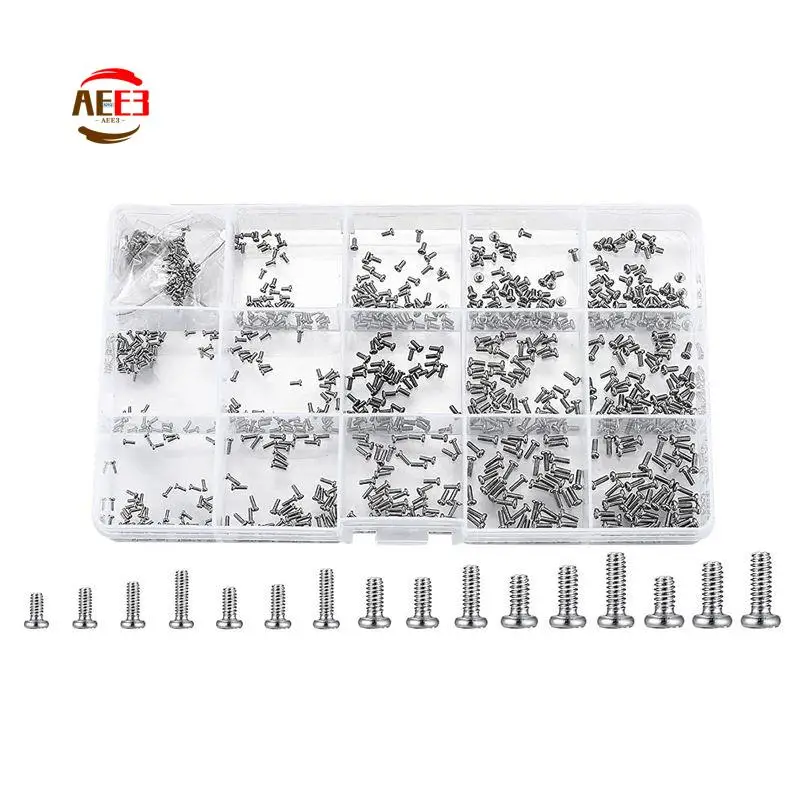 AEE3-800 Pc Tiny Screws For Electronics, Small Mini Pan Head Machine Screws Kit For Eyeglasses Watches Clocks Repair Accessories