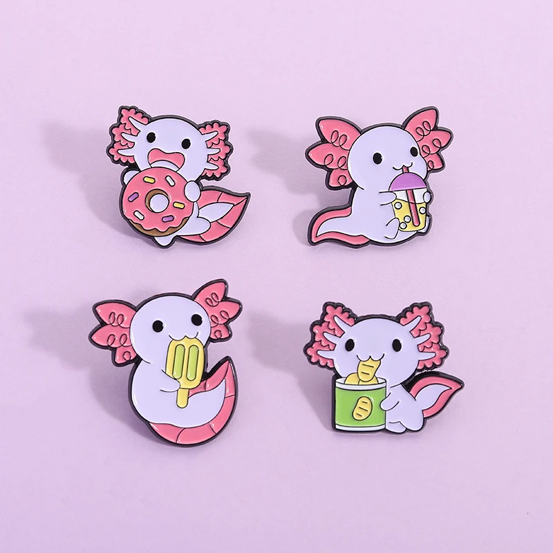 السمندر دونات عصير الآيس كريم المينا دبابيس لطيف الكرتون دبابيس ظهره الملابس شارة التلبيب مجوهرات هدية للأصدقاء