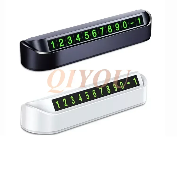 Car Hidden Mobile Phone Number Plate Phone Number Display Temporary Parking Card for Vehicles Dashboard, Black, White