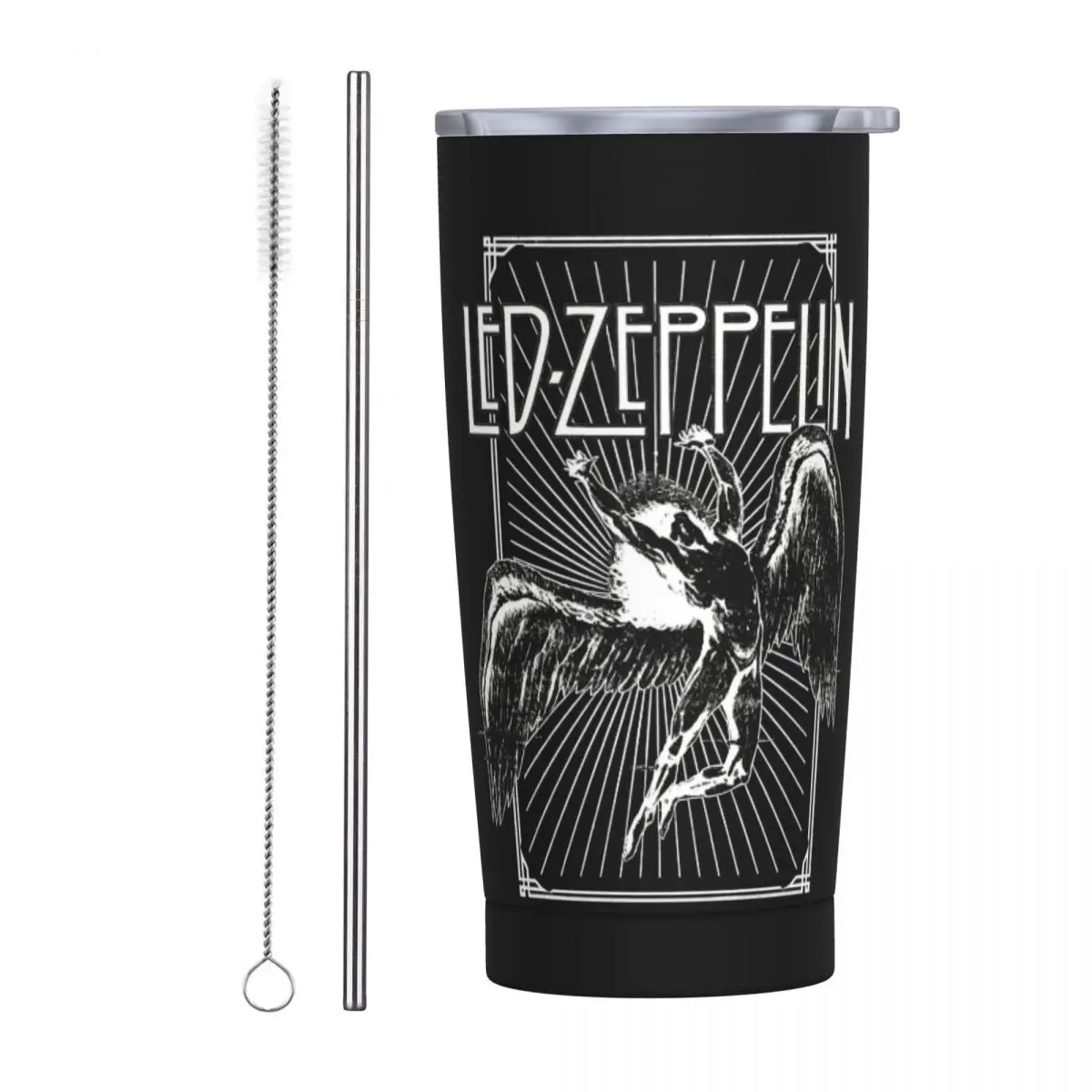 Rock Band Led Zeppelin Album Graphics Stainless Steel Tumbler Vacuum Insulated Mug Thermal Cold Cups Straws With Lid 20oz