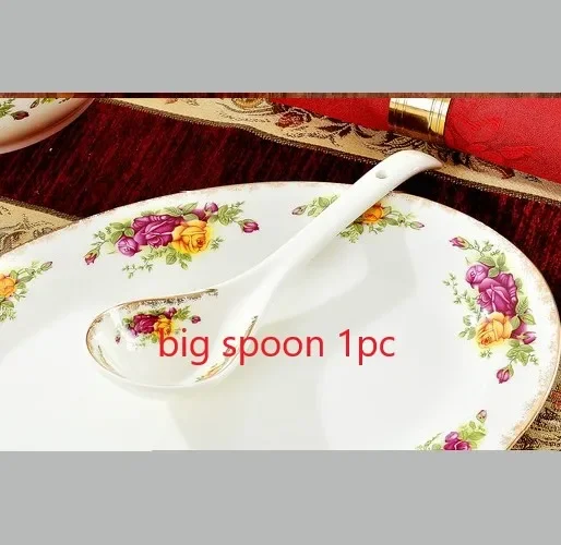 Genuine bone china platinum rose tableware set round plate and bowl accessories