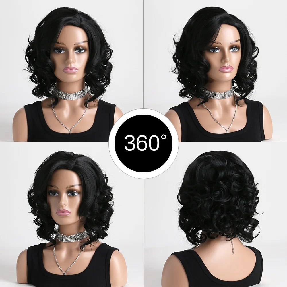 Synthetic Short Curly Wig for Women Natural Scalp Large Cap Daily Party Afro Style Heat Resistant Fiber Hairpiece
