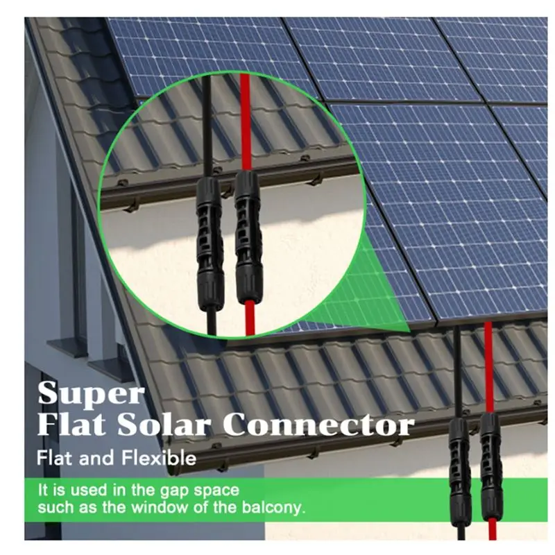 A13E-Solar Panel Flat Photovoltaic Extension Cable(1 Pair) For Connecting Inverters In Photovoltaic Installations Line