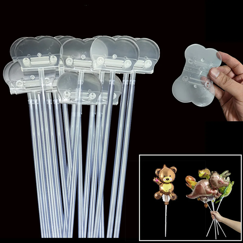 10/20/30/50pcs בלון פלסטיק לבן מקלות עם אטב למסיבת יום הולדת פסטיבל קישוט אביזרי בלון