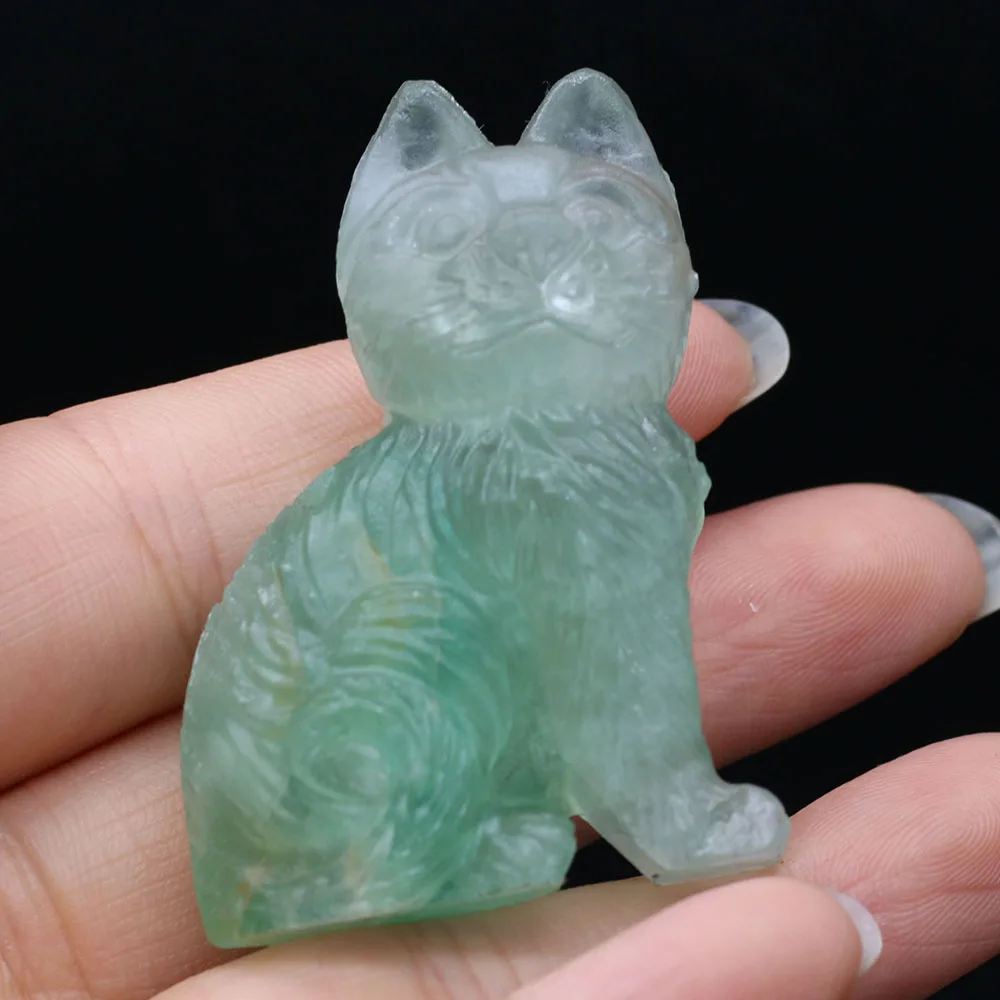 Leuke Kat Standbeeld Natuurlijke Kristallen Ornamenten Creatieve Carving Sculpturen Agaat Rozenkwarts Reiki Edelsteen Ambachten Home Decoratie