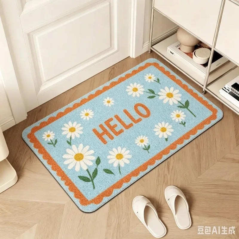 Retro Ciao Ribbon Welcome Mat Fresh Yellow Lemon Decorative Floor Rug Aesthetic Cottagecore Entryway Doormat For Front Door