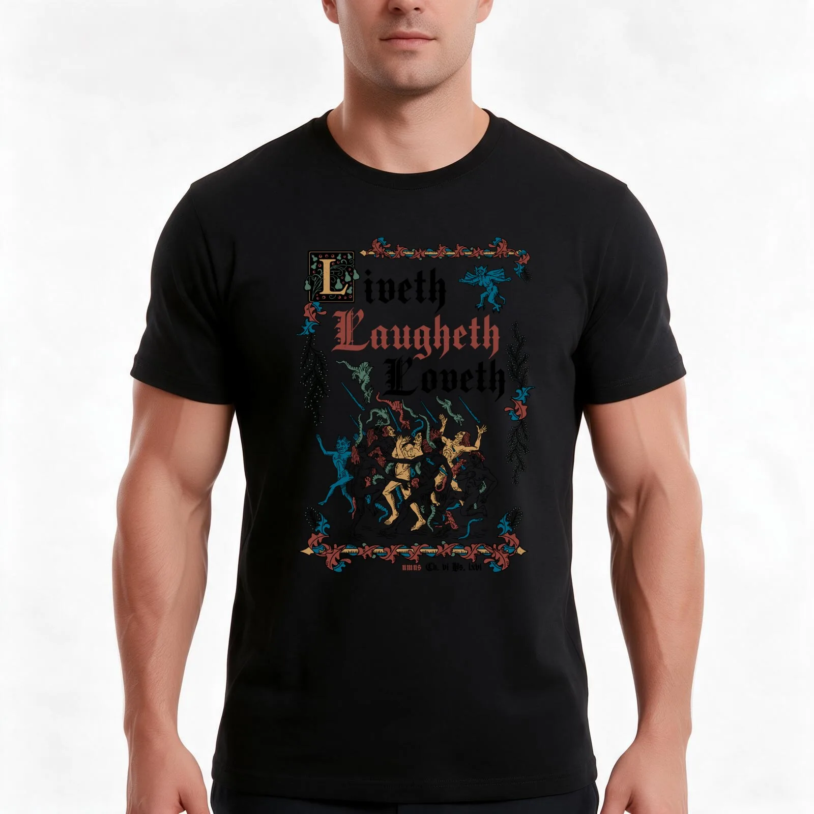 Live Laugh Love Medieval Style - funny retro vintage English history T-Shirt, Summer Casual Cotton Tee, Vintage Graphic Print