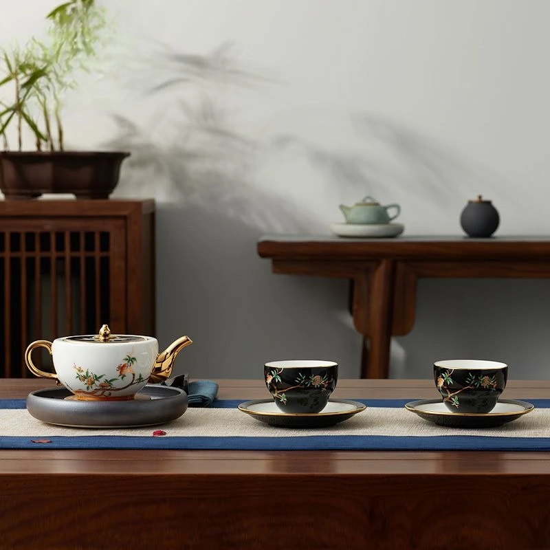 Pomegranate Home Tea Set 6-head Chinese teacup set, high-end light luxury gifts