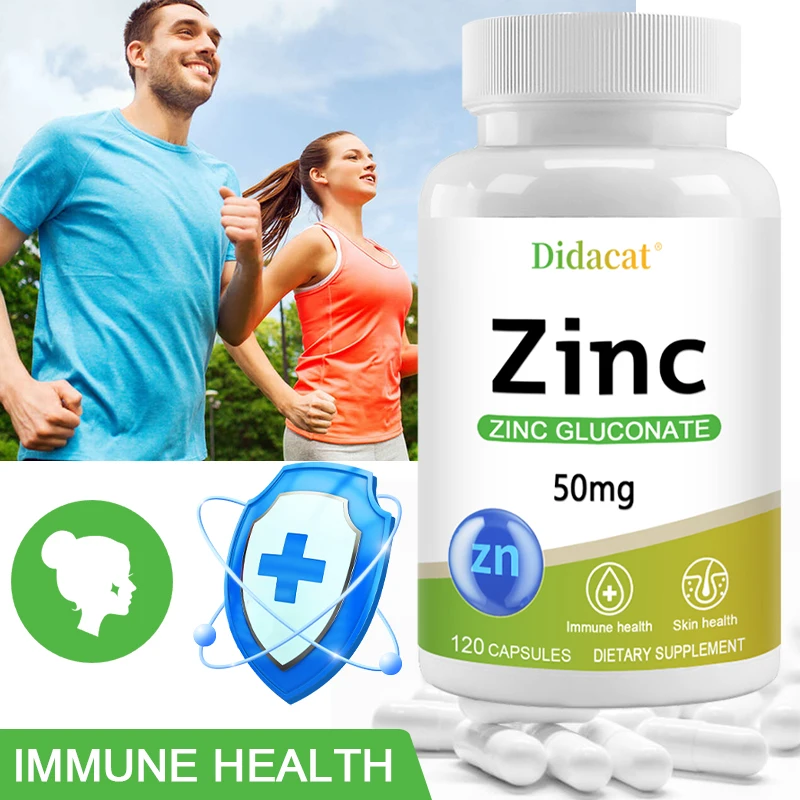 Zinc Capsules - Zinc Gluconate Supplement - Enhanced Absorption - For Immune System and Skin Health, Vegetarian Friendly