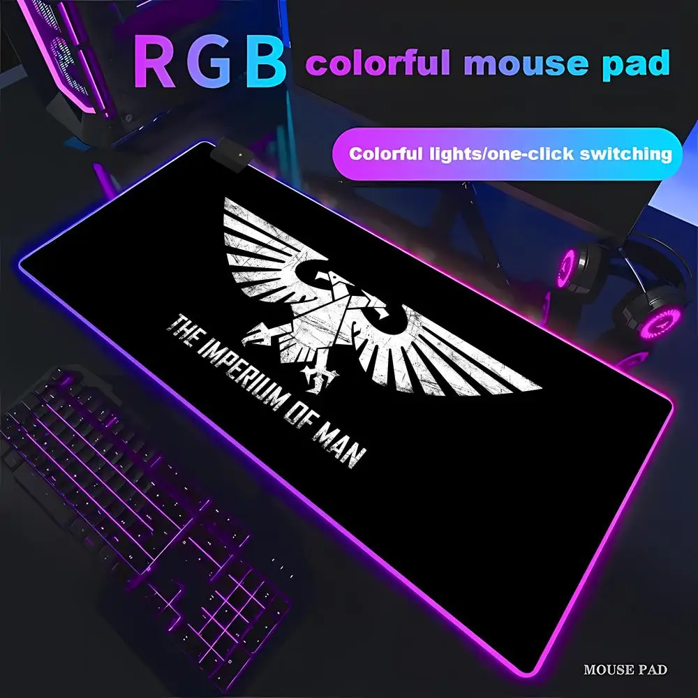

HYBXAXC Dark Fantasy Game W-Warhammer Mouse Pad Thick Desk Pad Stitched Edges for PC RGB HD LED Computer pad Non-slip Decor