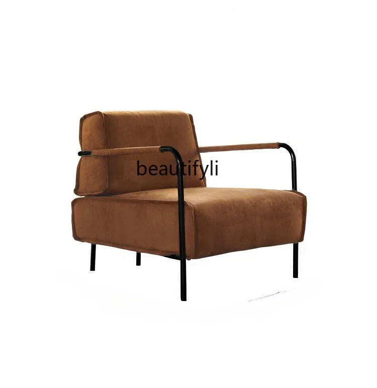 

Light Luxury Single-Seat Sofa Chair Designer Rich Living Room Flannel Leisure Chair Retro Green Minimalist Wingback Chair