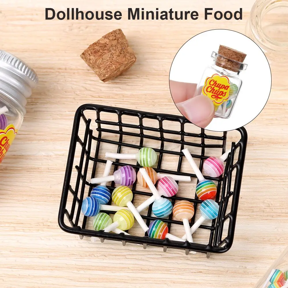 Miniature Food Simulation Sugar Candy Box 1/12 Scale Lollipops With Jar Dollhouse DIY Accessories Photography Props Doll House