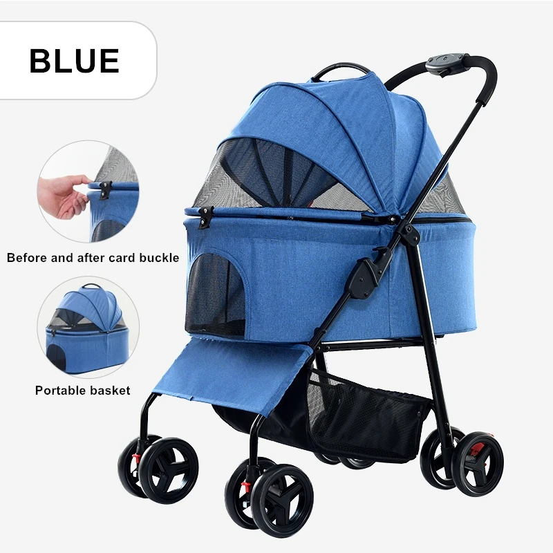 Factory Wholesale Portable Folding Pet Stroller Pet Cart Dog Cage Stroller Travel Folding Carrier