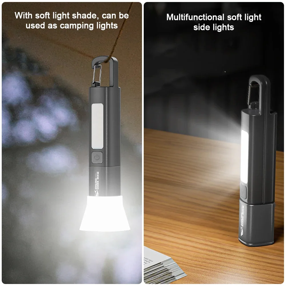 Portátil ao ar livre pequena lanterna de acampamento pendurado lâmpada telescópica foco cob lâmpada lateral 1pc iluminação forte abs xpe lanterna