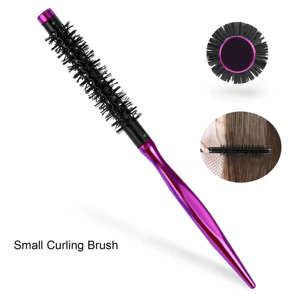 with Smooth Handle Small Curling Brush Nylon Bristles Mini Quiff Roller Roller Brush Styling Hair Brush Portable