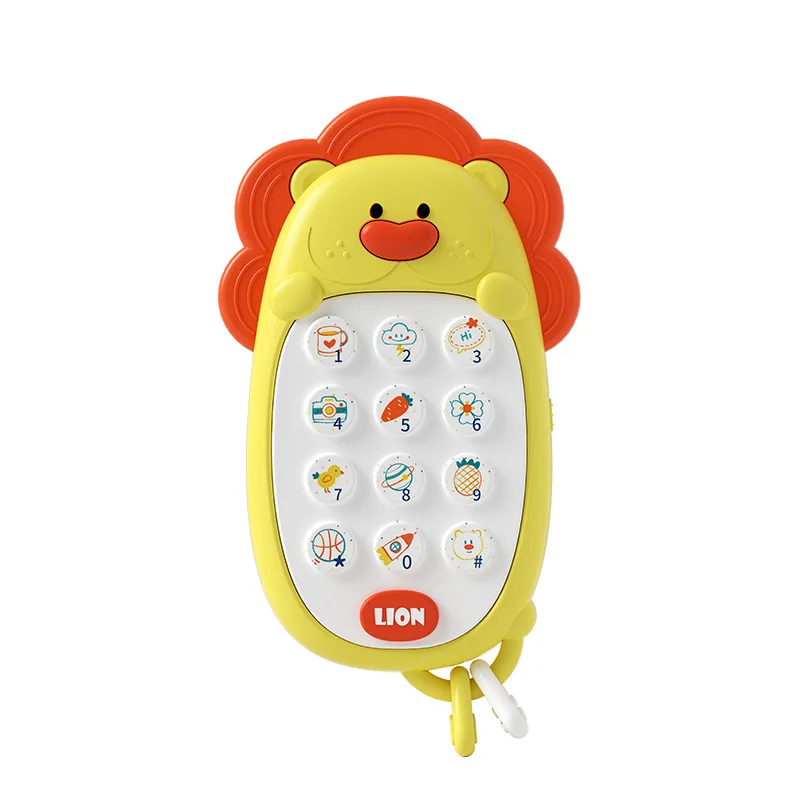 Cartoon Cute Lion Children Simulation Cell Phone Toys Can Gnaw Baby Puzzle Early Education 0-1 Years Music Phone Toys