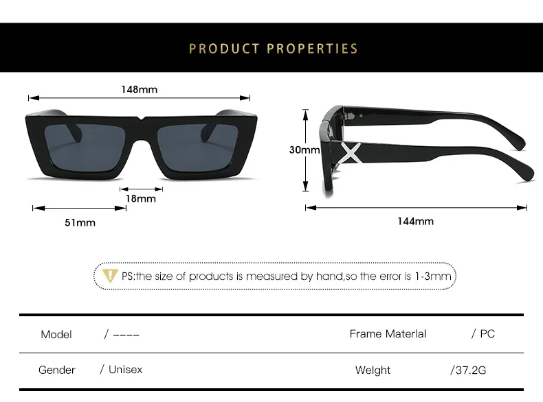 Kleine quadratische Sonnenbrille mit personalisierten Bügeln, X-Modellierung, für Damen und Herren, UV-Schutz, für den täglichen Gebrauch und Streetwear – Detail 5