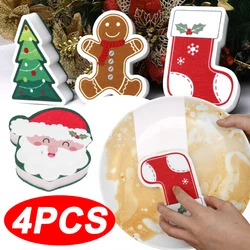 4/1pcs Sponge Rub Fast Cleaning Wood Pulp Cotton Cartoon Christmas Shape Household Kitchen Cleaning Tools Descaling Cooktop Rubs