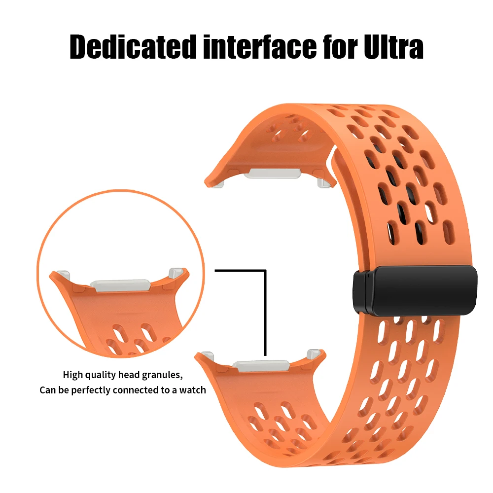 Magnetic Folding Buckle Silicone Strap For Samsung Galaxy Watch 7 Ultra 47mm Band Breathable Bracelet For Watch Ultra Watchband