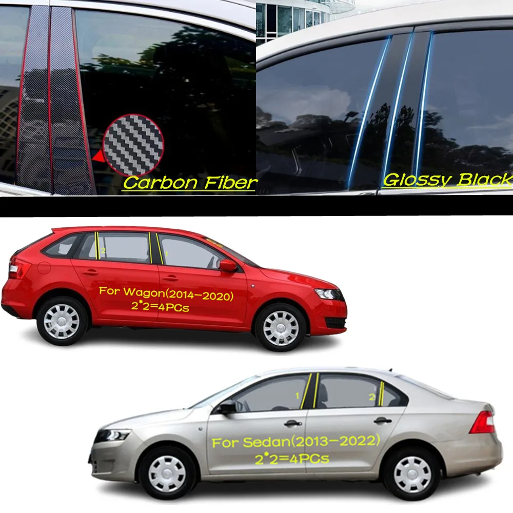 

Car PC Material Pillar Post Cover Door Trim Window Molding Sticker Accessories For Skoda Rapid Wagon 2014-2020/Sedan 2013-2022