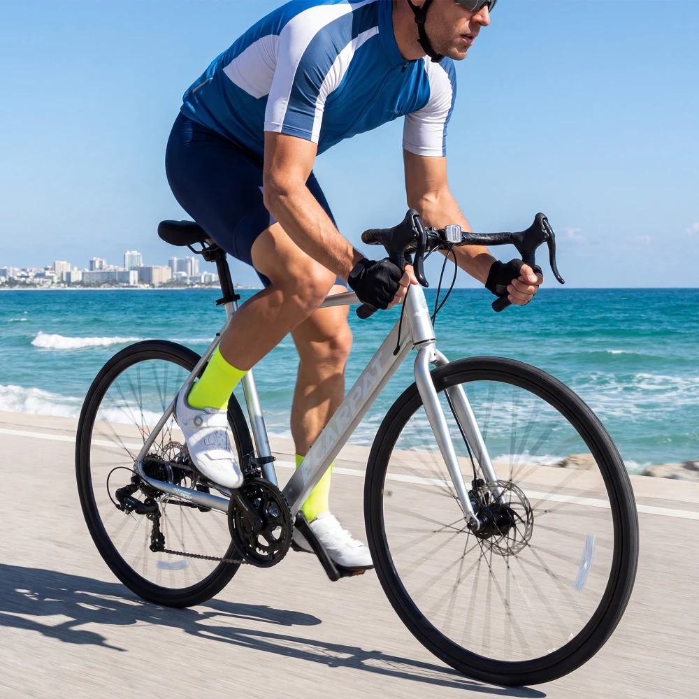 Ye A28320R 700Cx28 Road Bike: Lightweight Aluminum Frame, Disc Brakes, 16-Speed, Fast Acceleration, for Men & Women, Ideal for High-Intensity Riding